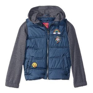 Pink Platinum Girls Patch Vest With Fleece Hood